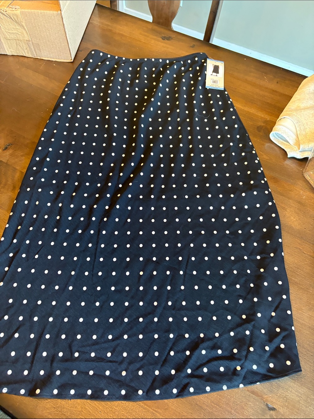 Women’s Black Polka Dot Midi Skirt